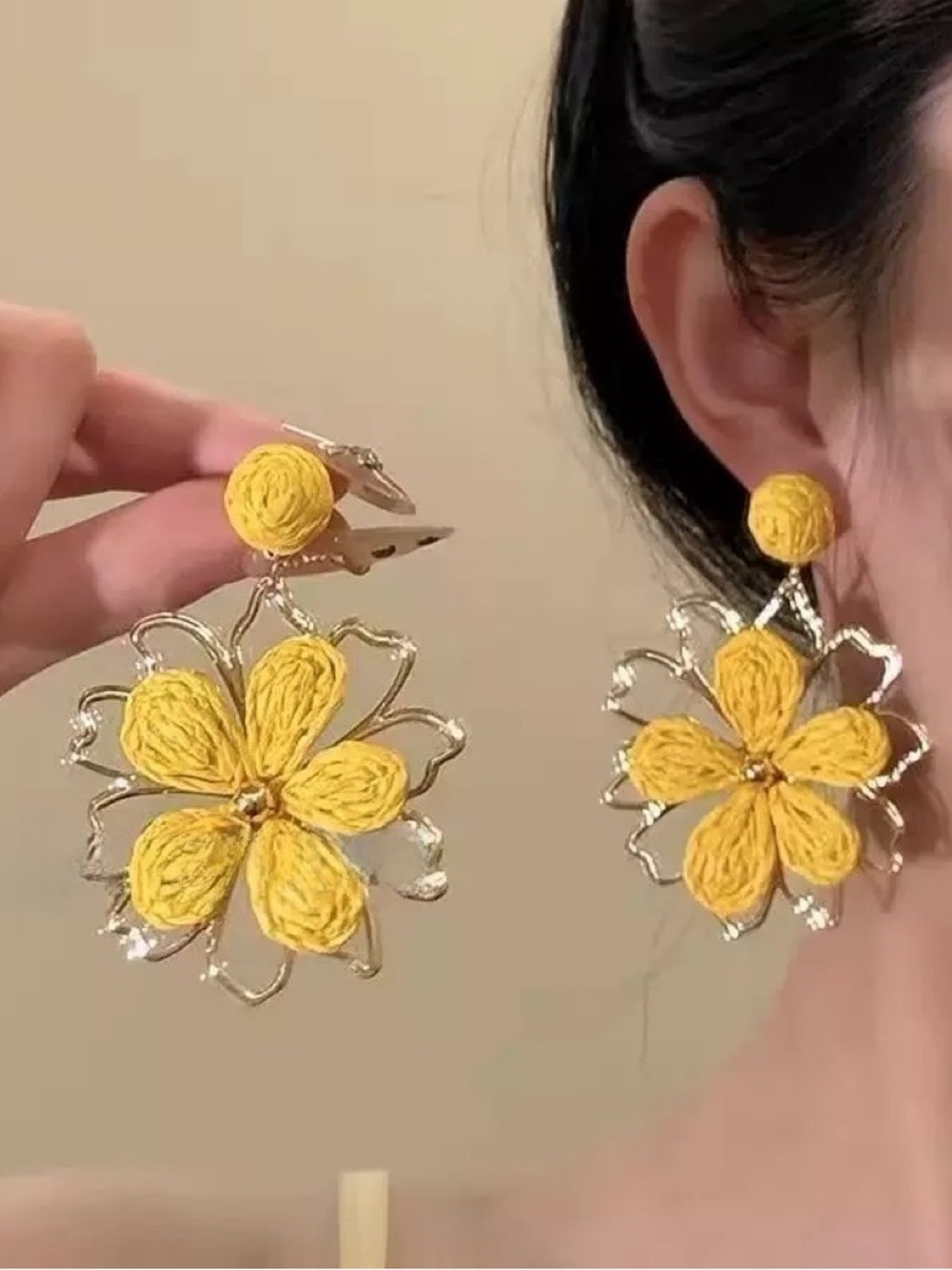 3/$20 Yellow Floral Drop Earring